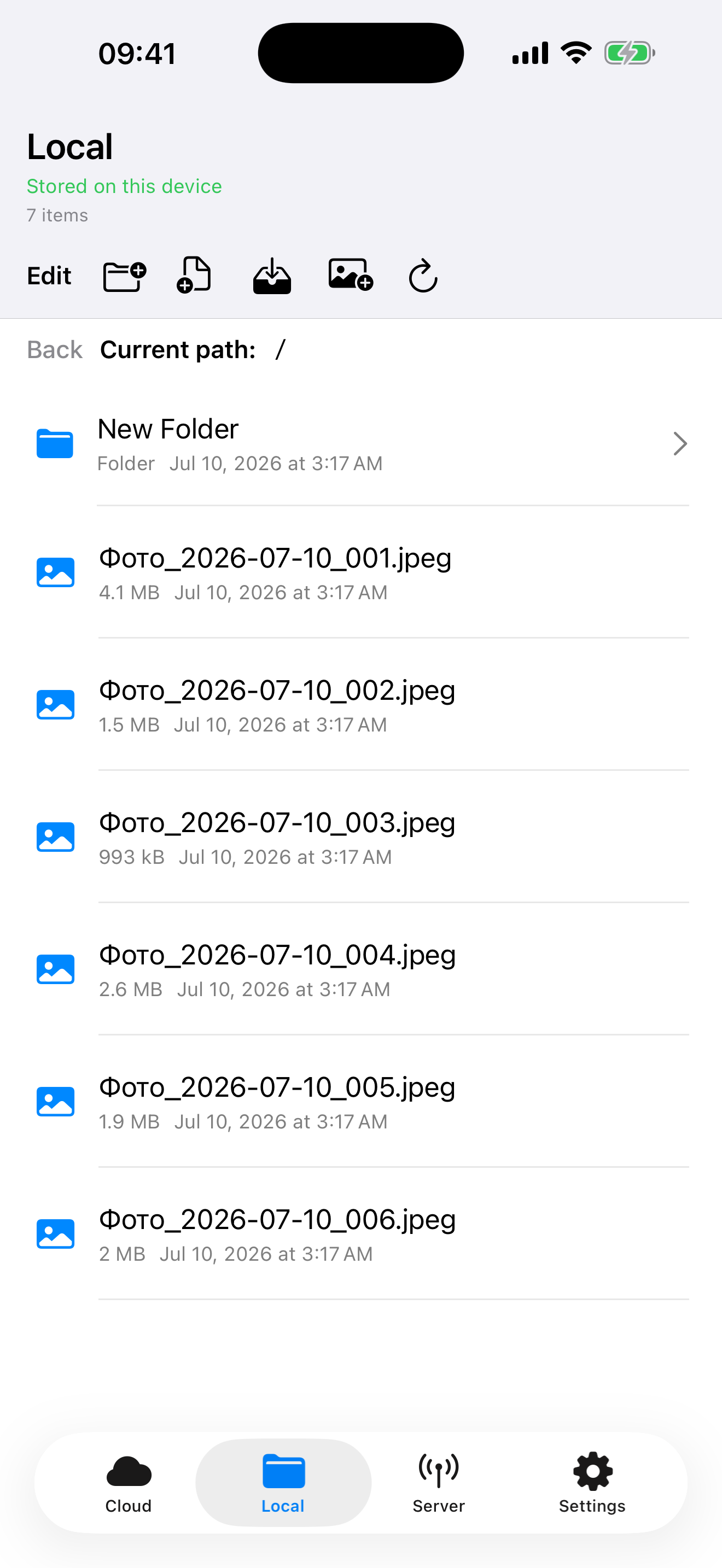 MyDocs — Локальные файлы — iPhone