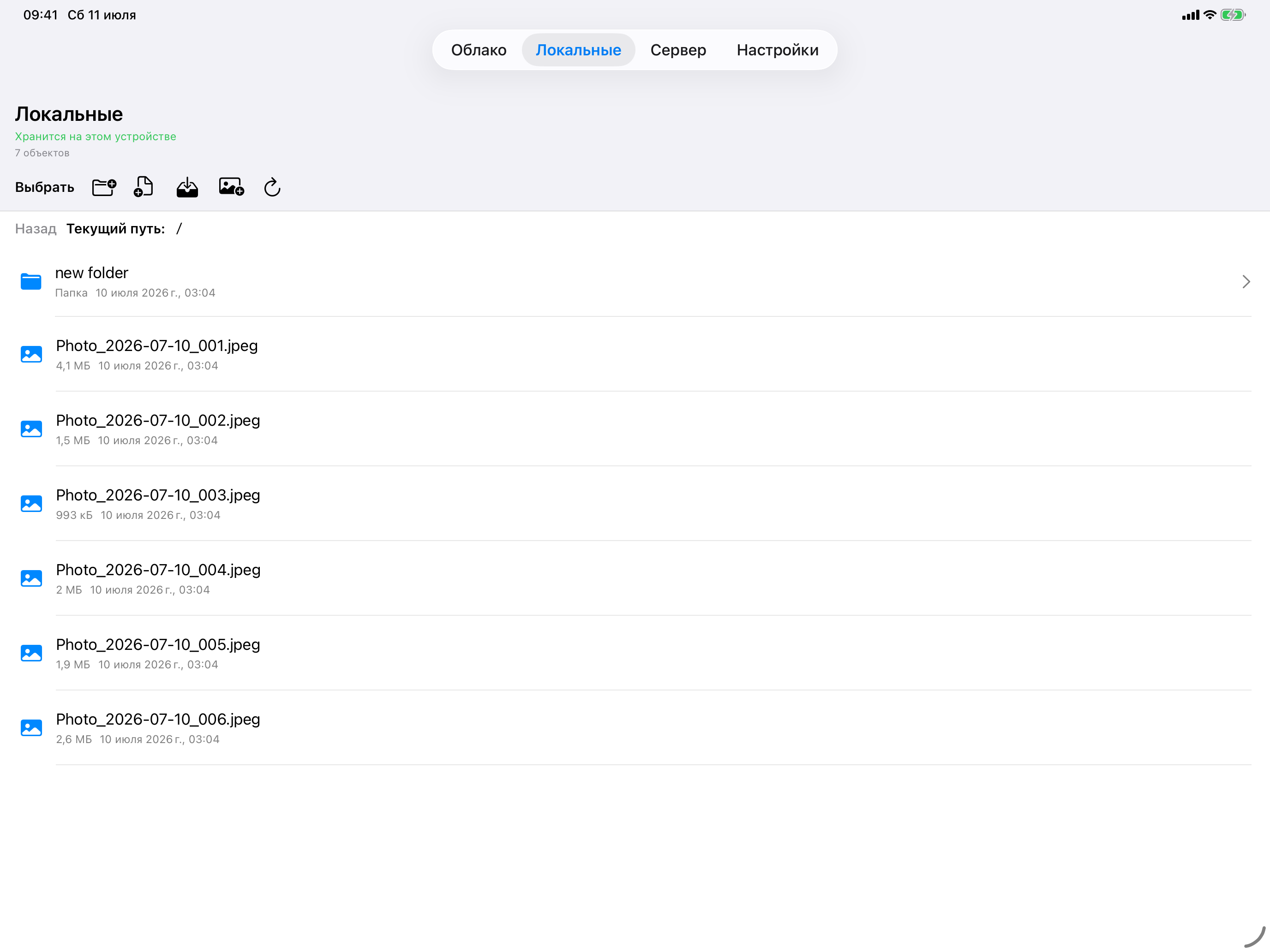 MyDocs — Локальные файлы — iPad