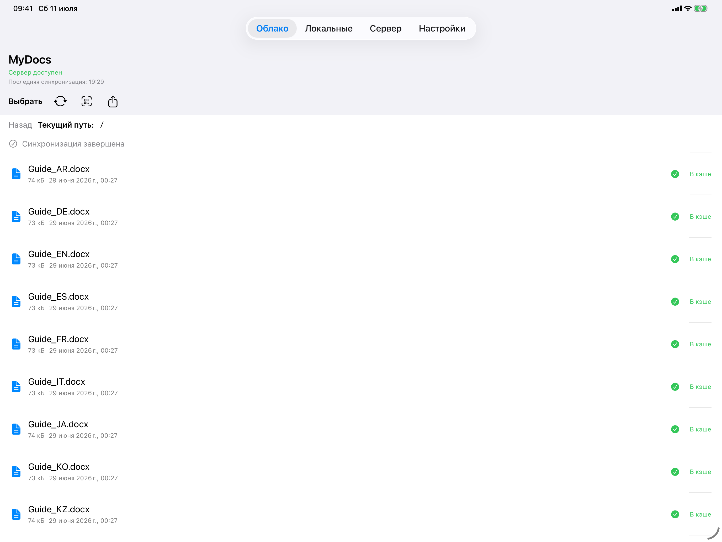 MyDocs — Облако — iPad